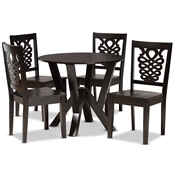 Baxton Studio Valda Modern and Contemporary Transitional Dark Brown Finished Wood 5-Piece Dining Set